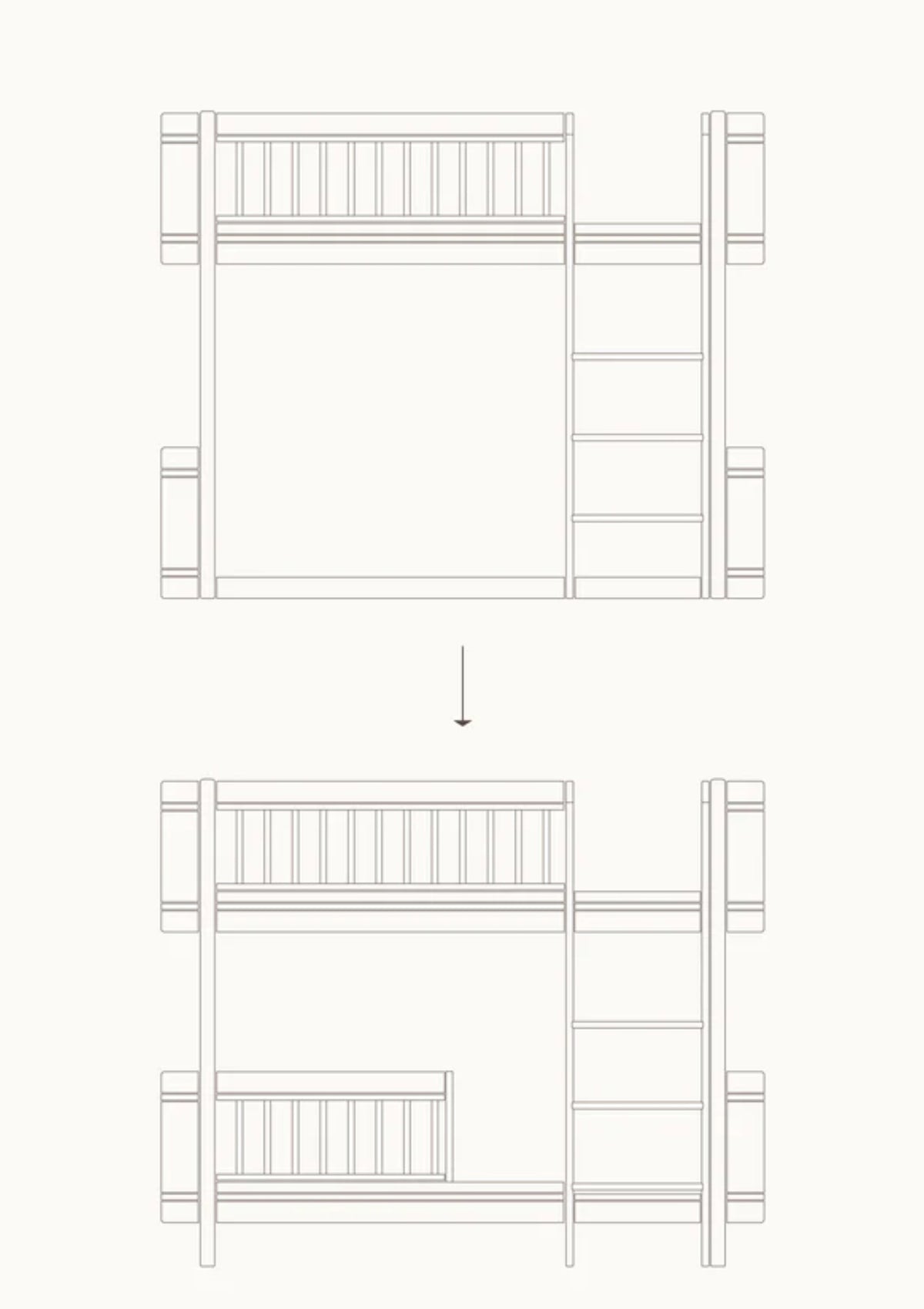 Oliver Furniture Umbauset für 'Wood Mini+' halbhohes Hochbett zum halbhohen Etagenbett Weiß