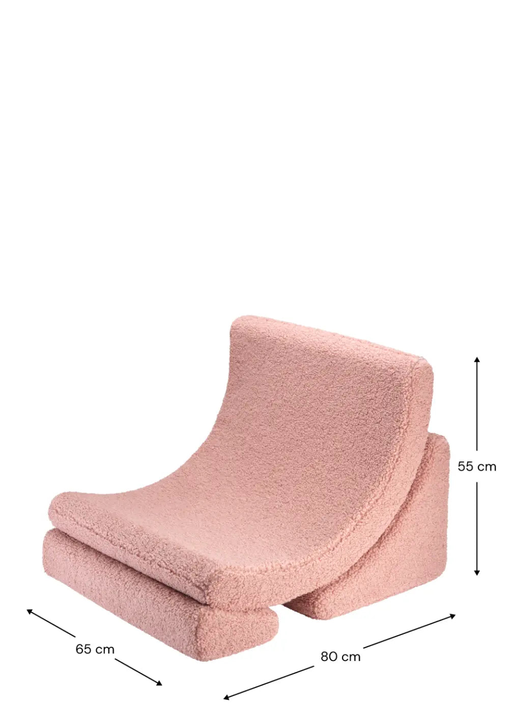 Wigiwama Kindersessel 'Moon Chair' Teddy Guava mit Maßangaben in cm