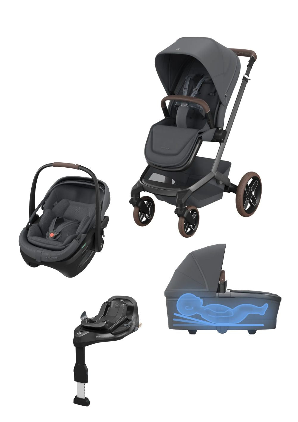 Newborn Travel Bundle 'Fame + Coral Slide Pro' Moon Graphite
