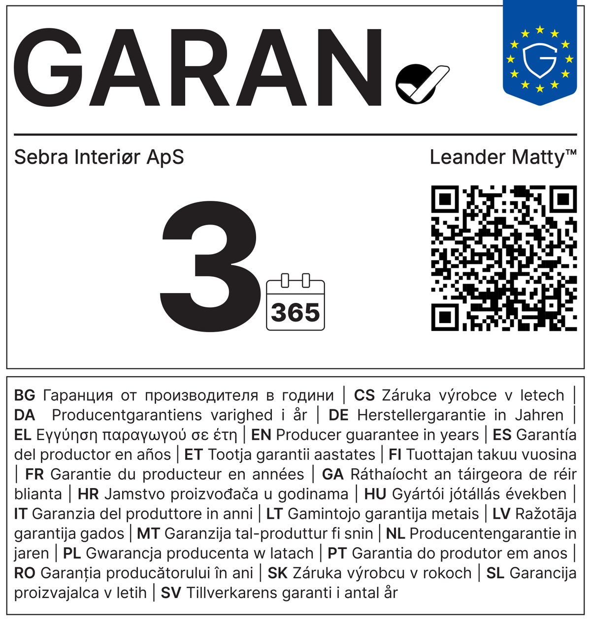 Vollständiges GARAN-Label, 3 Jahre Garantie auf Wickelauflage 'Matty' Mocca