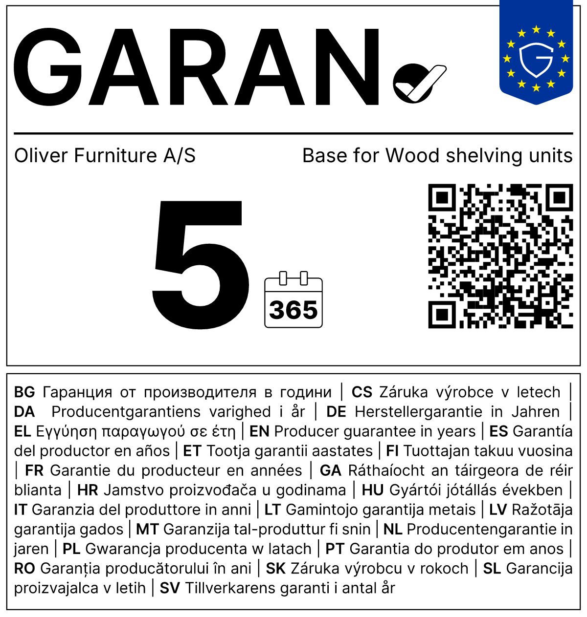 Vollständiges GARAN-Label, 5 Jahre Garantie auf Standregal 'Wood' horizontal 5 x 2 / weiß mit Sockel