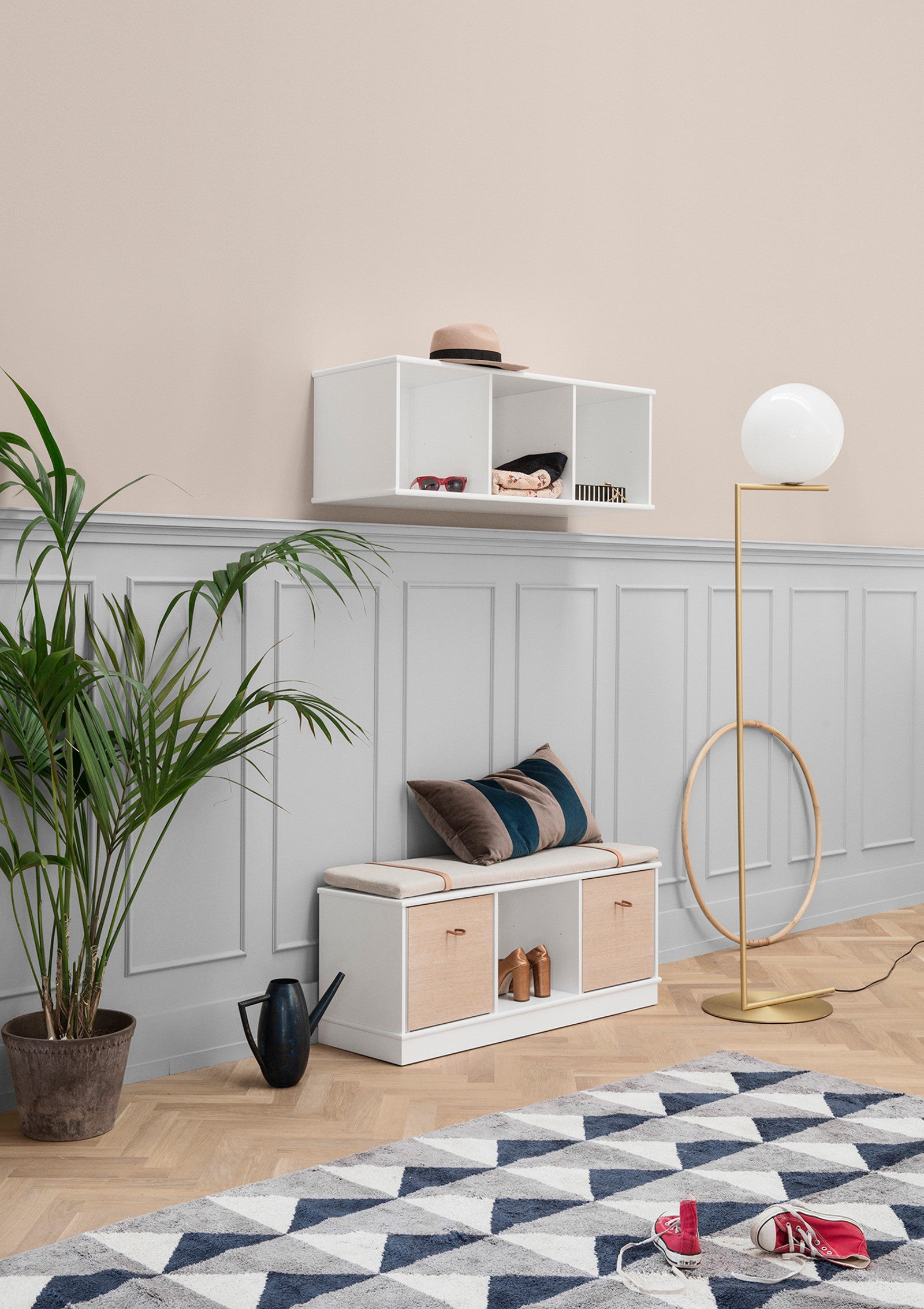 'Wood' Standregal horizontal 3 x 1 / weiß mit Sockel