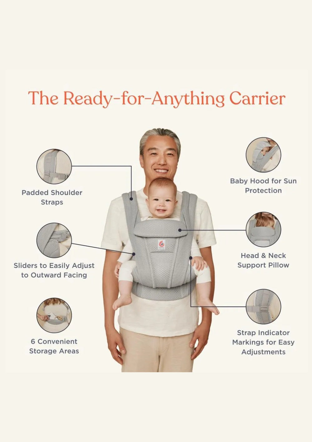 Ergobaby Trage Omni Deluxe Mesh Pearl Grey