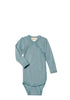 Wolle/Seide Wickelbody Langarm bergblau