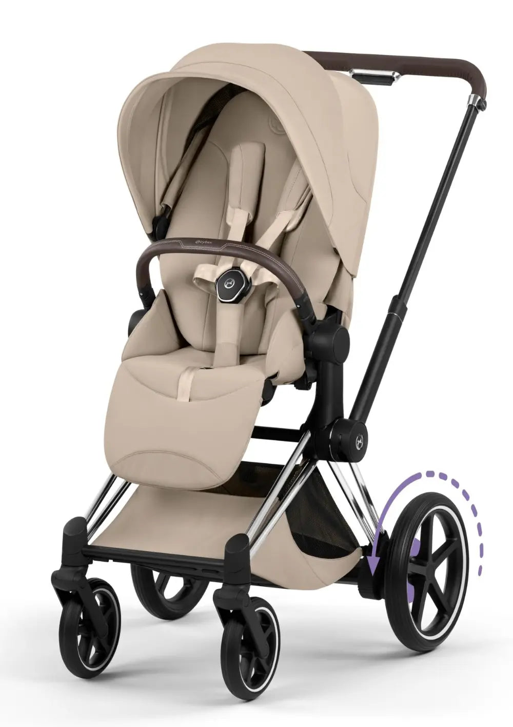 Cybex Kinderwagen-Set 'e-Priam Style' Cozy Beige (Frame Chrome Brown)