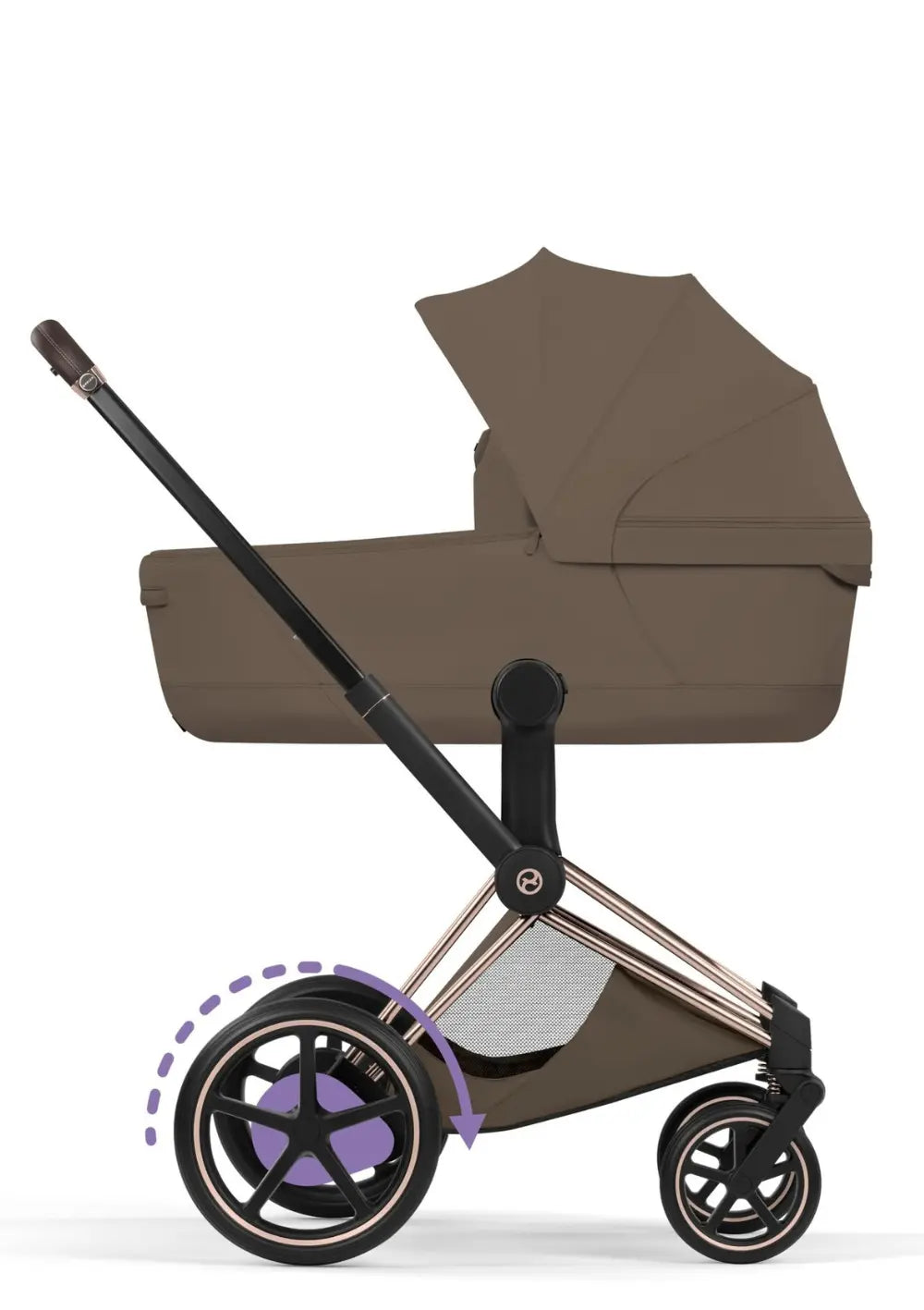 Cybex Kinderwagen-Set 'e-Priam Style' Coconut Brown (Frame Roségold)