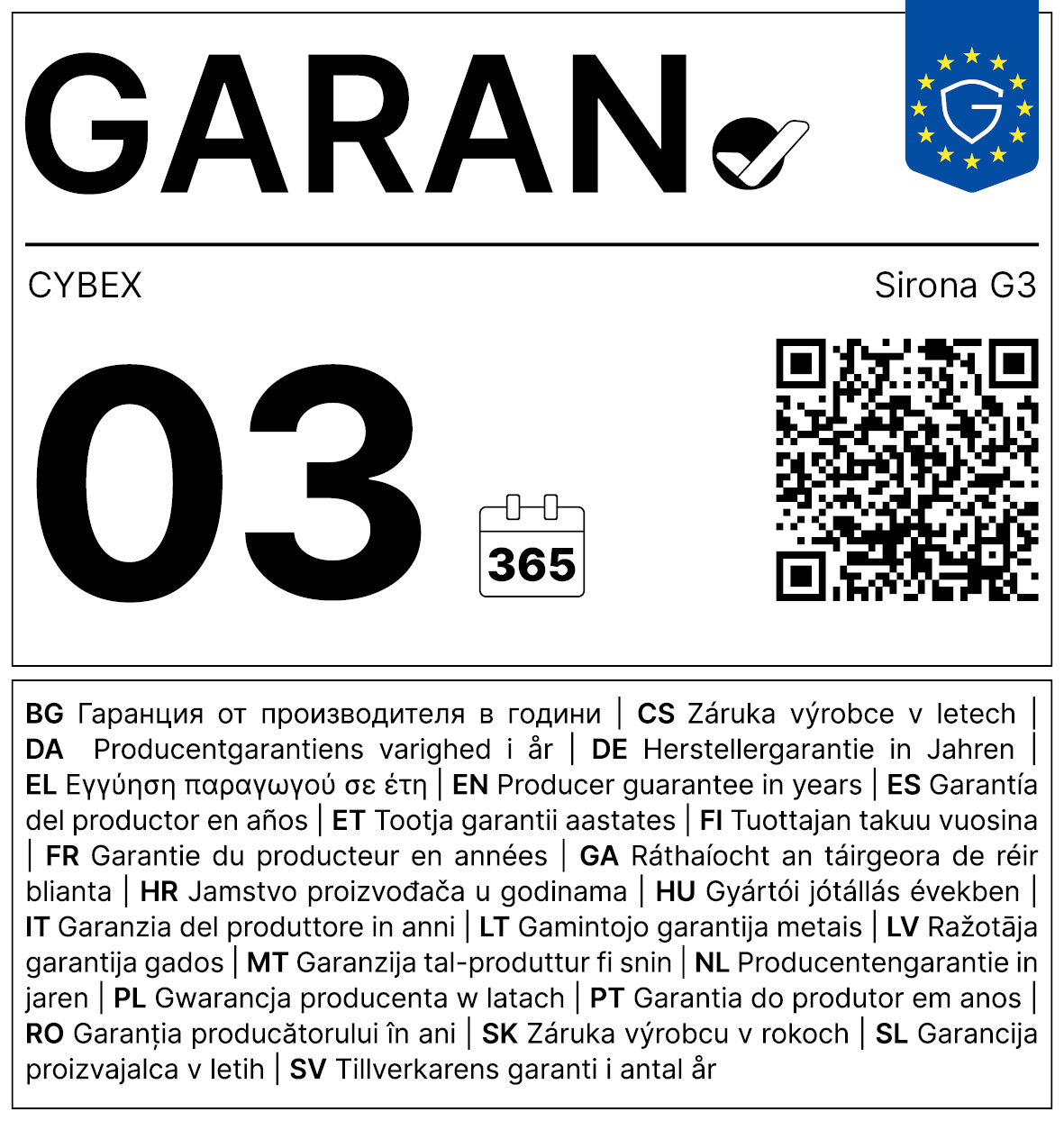 Vollständiges GARAN-Label, 3 Jahre Garantie auf Kindersitz 'Sirona G3 i-Size Plus' Chocolate Brown