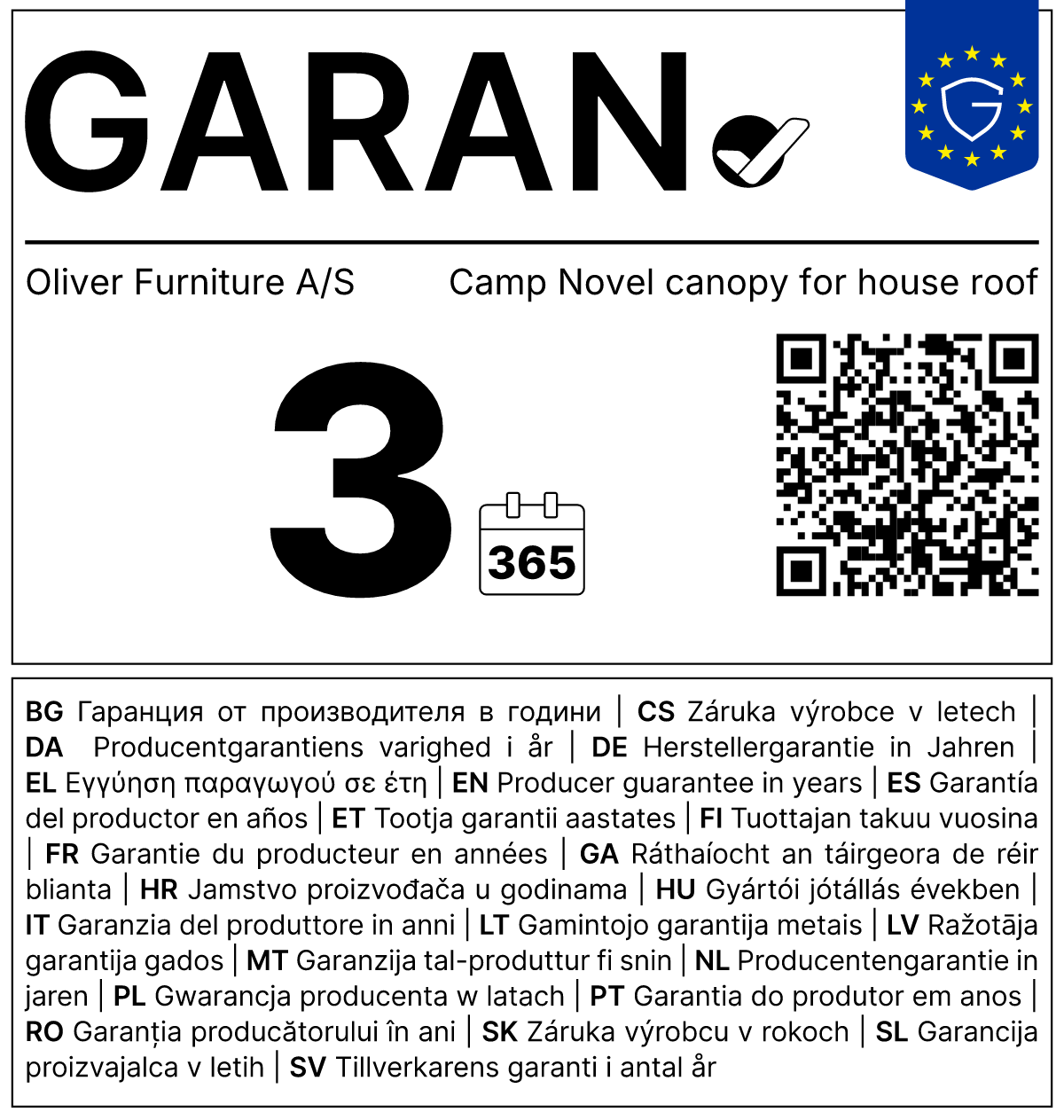 Vollständiges GARAN-Label, 3 Jahre Garantie auf Betthimmel für Babybett 'Camp Novel' transparent weiß